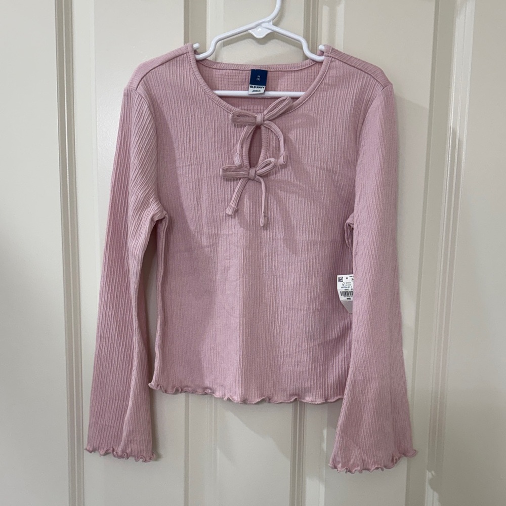 Old Navy Light Pink Ribbed Long Sleeve Tee